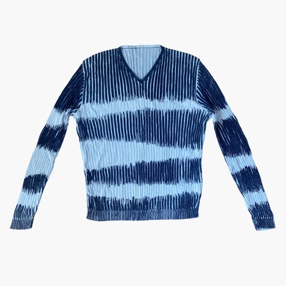 VERSACE Women’s Long Sleeve Knitted Cotton Tie Dye Blue - Picture 1 of 7